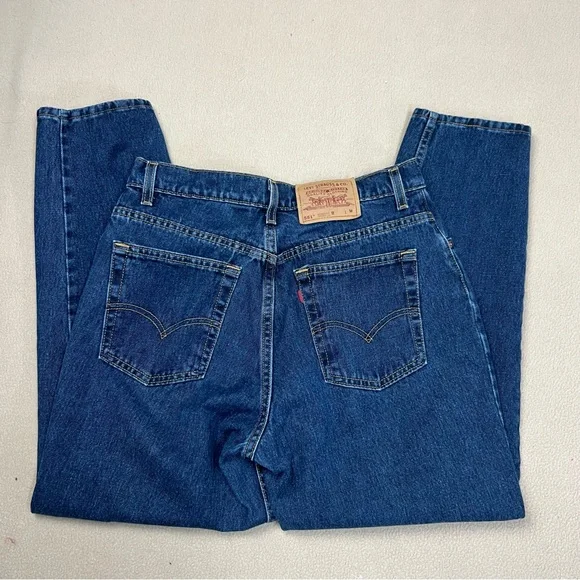 Vtg Levi's 551 Jeans Womens 14P Dark Wash Blue USA 90s Relaxed Tapered High Rise - Picture 7 of 9